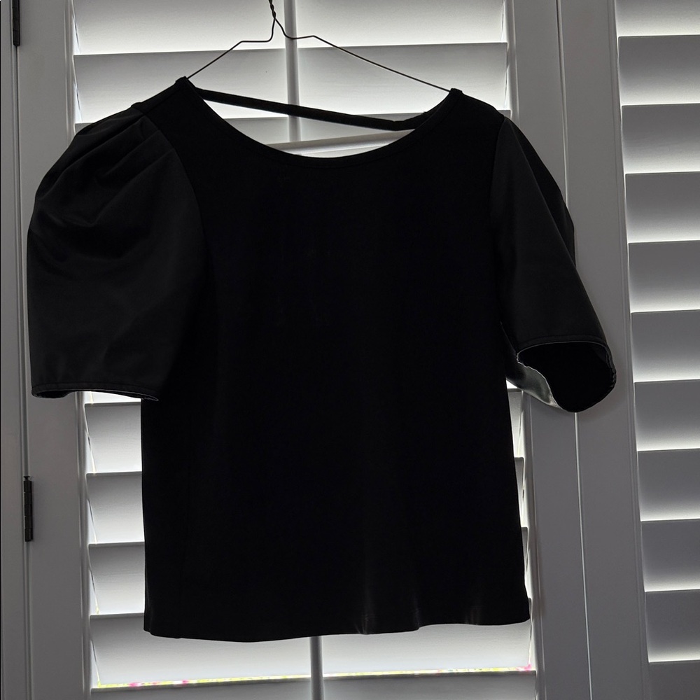 Anthropologie Black Puff Sleeve Blouse